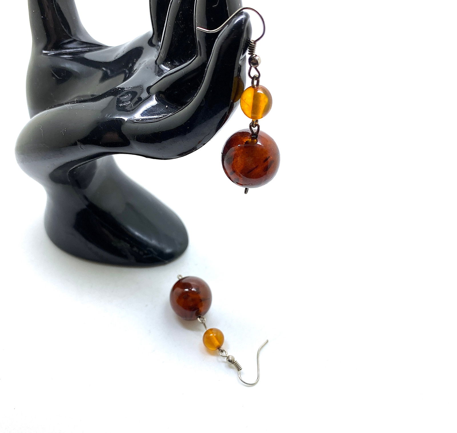 Remarkable Unique Vintage Amber Earrings - 2