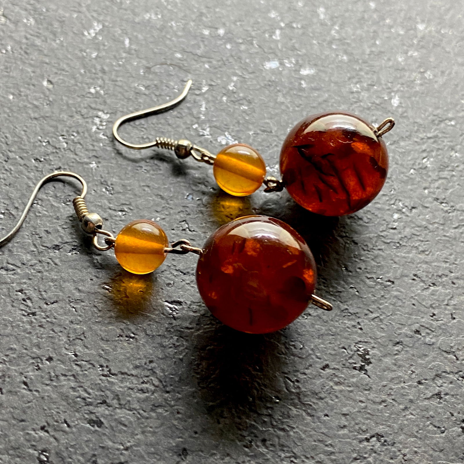 Remarkable Unique Vintage Amber Earrings - 3