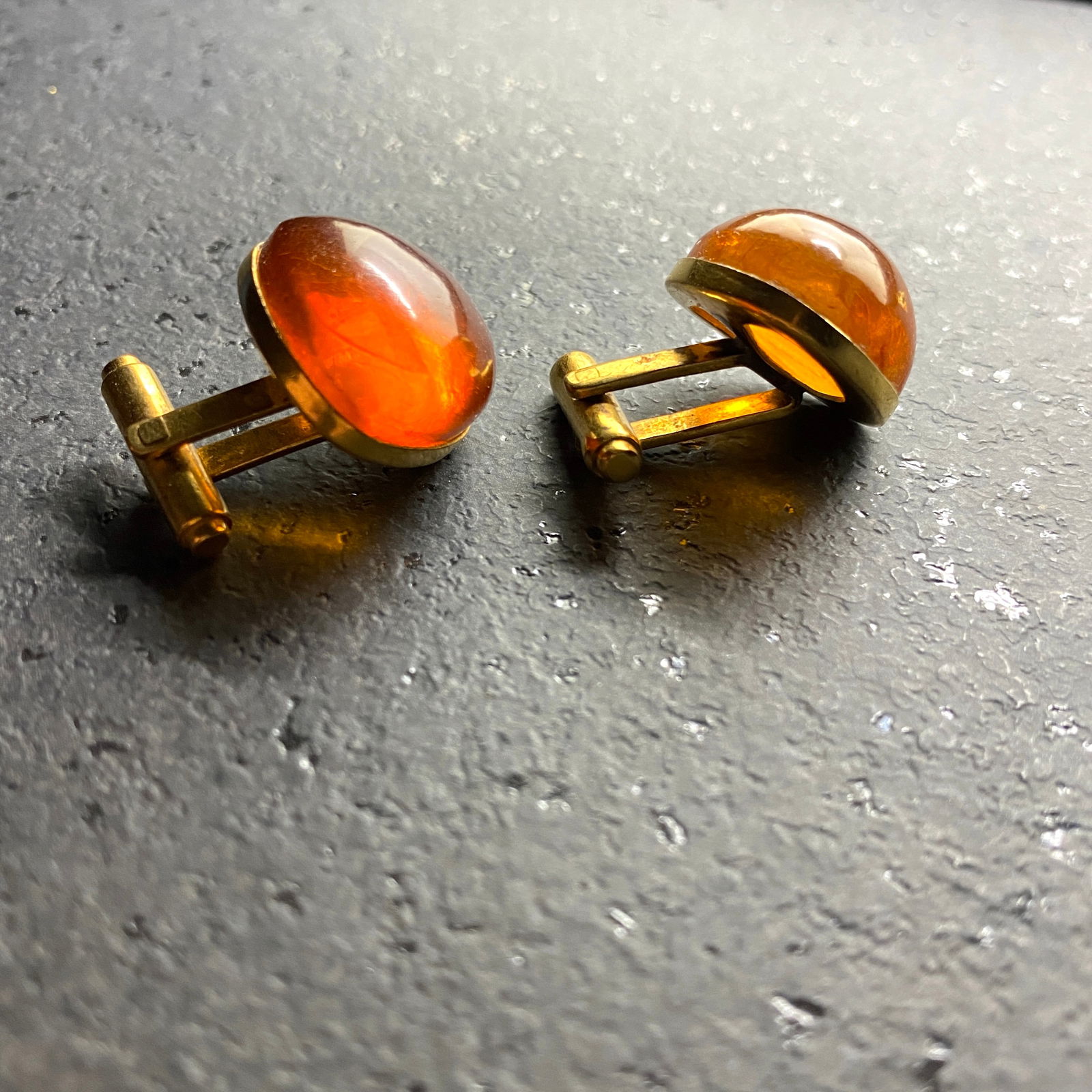 Antique Reuleaux triangle Amber Cufflinks - 2