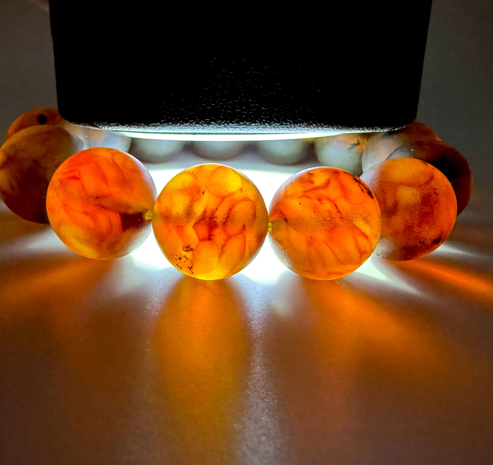 Unique and Phenomenal Amber Bracelet made from Round Amber beads - 8
