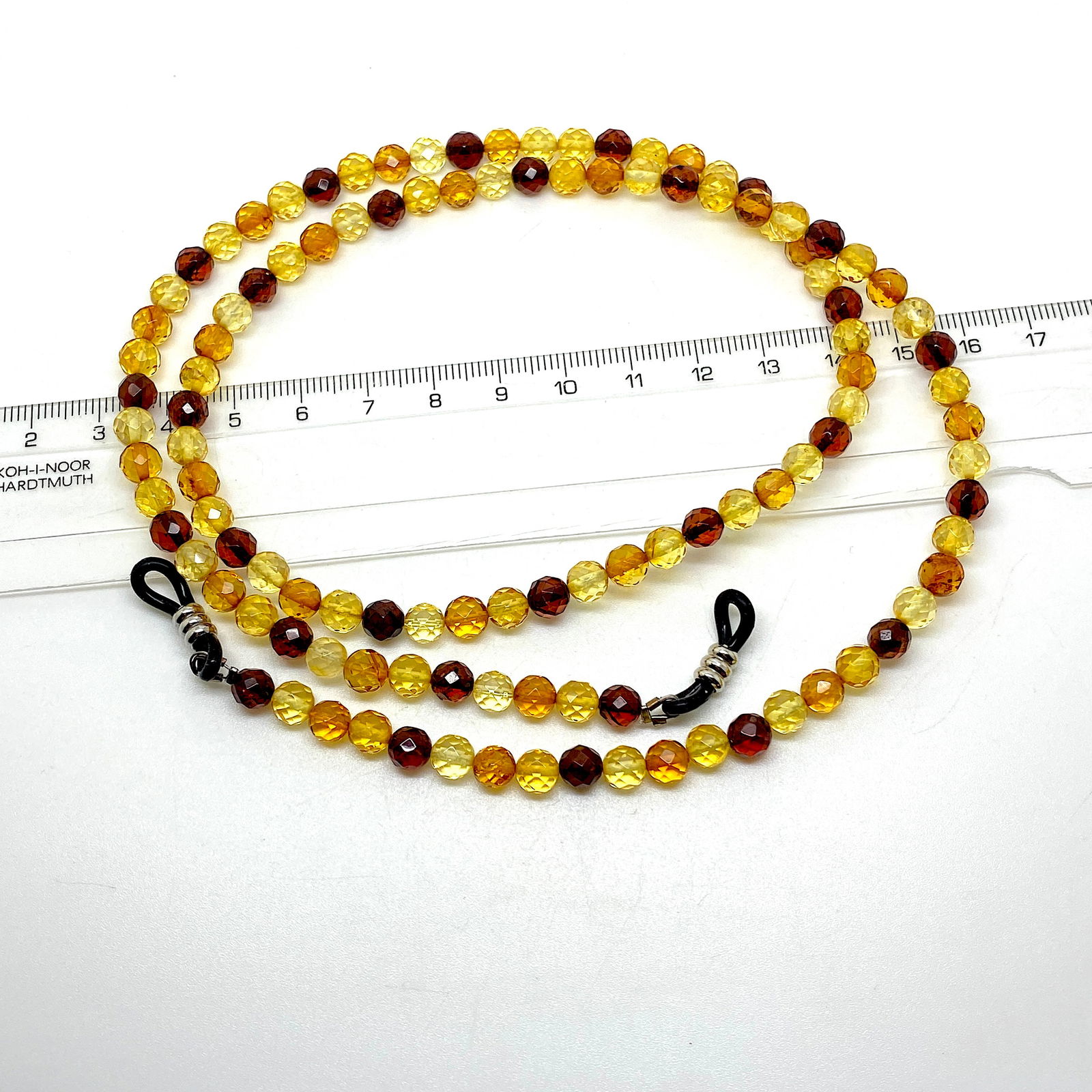 Amber chain for glasses made from Hand Carved Amber beads for glasses - 2