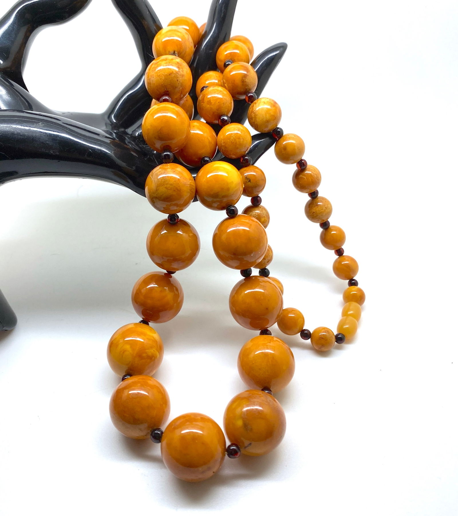Antique Amber Necklace made from Round Amber beads - 3