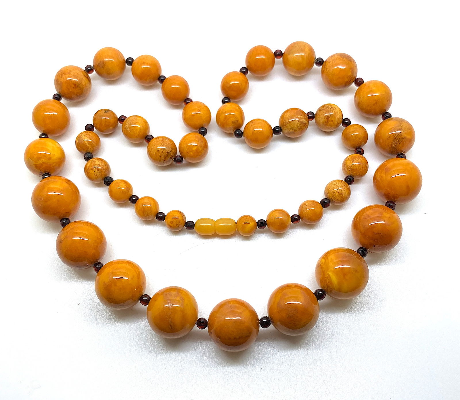 Antique Amber Necklace made from Round Amber beads - 4