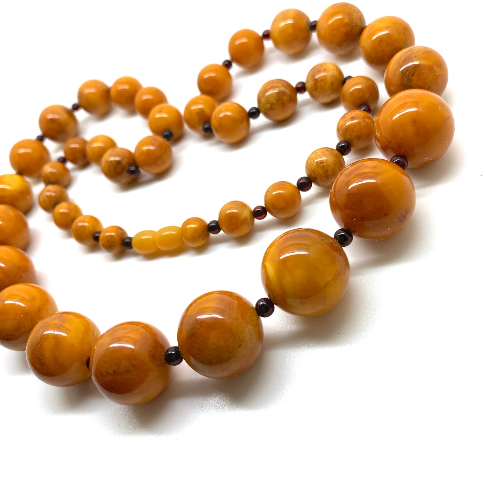 Antique Amber Necklace made from Round Amber beads - 6