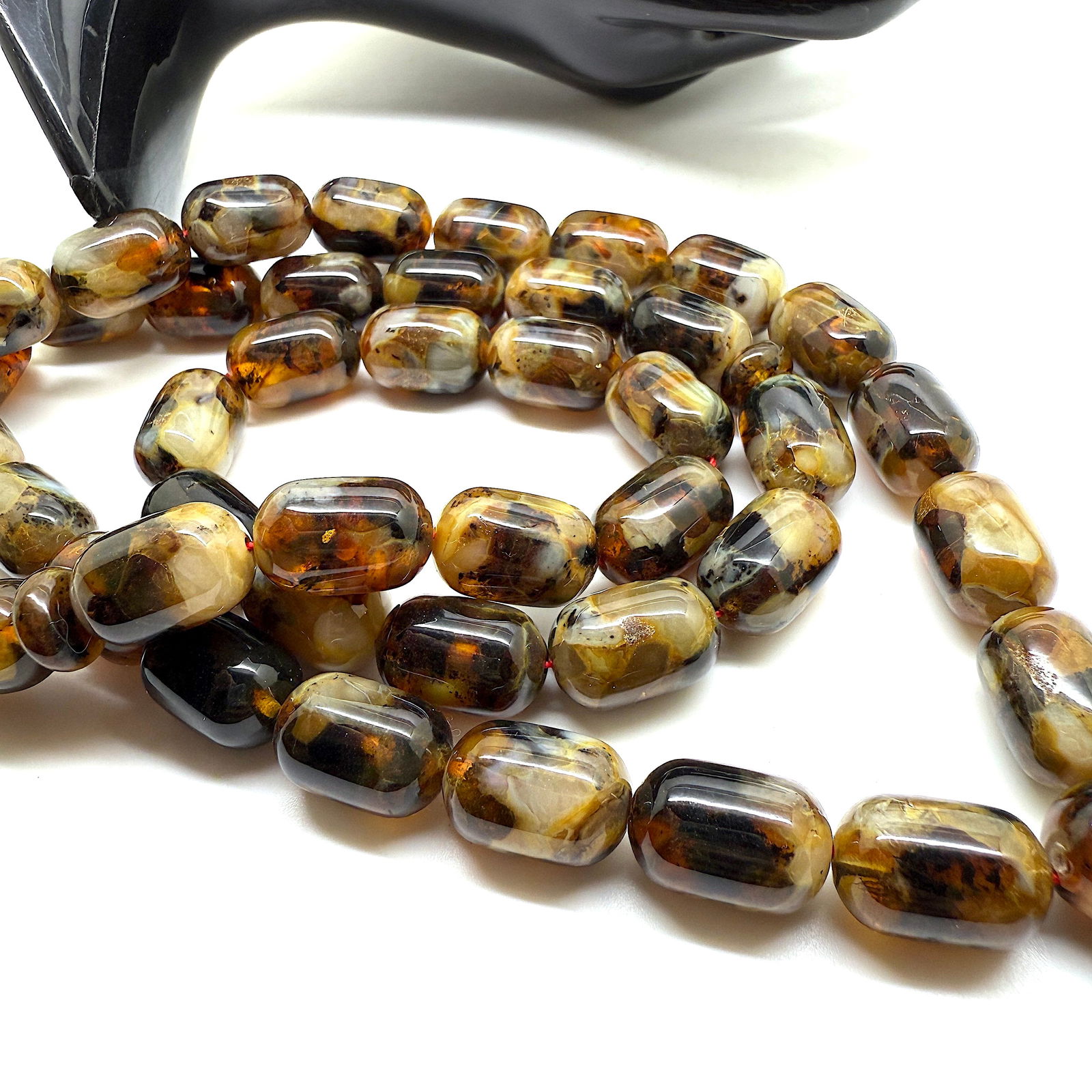 Unique and Outstanding Amber Tesbih made from Barrel shaped Amber beads - 6