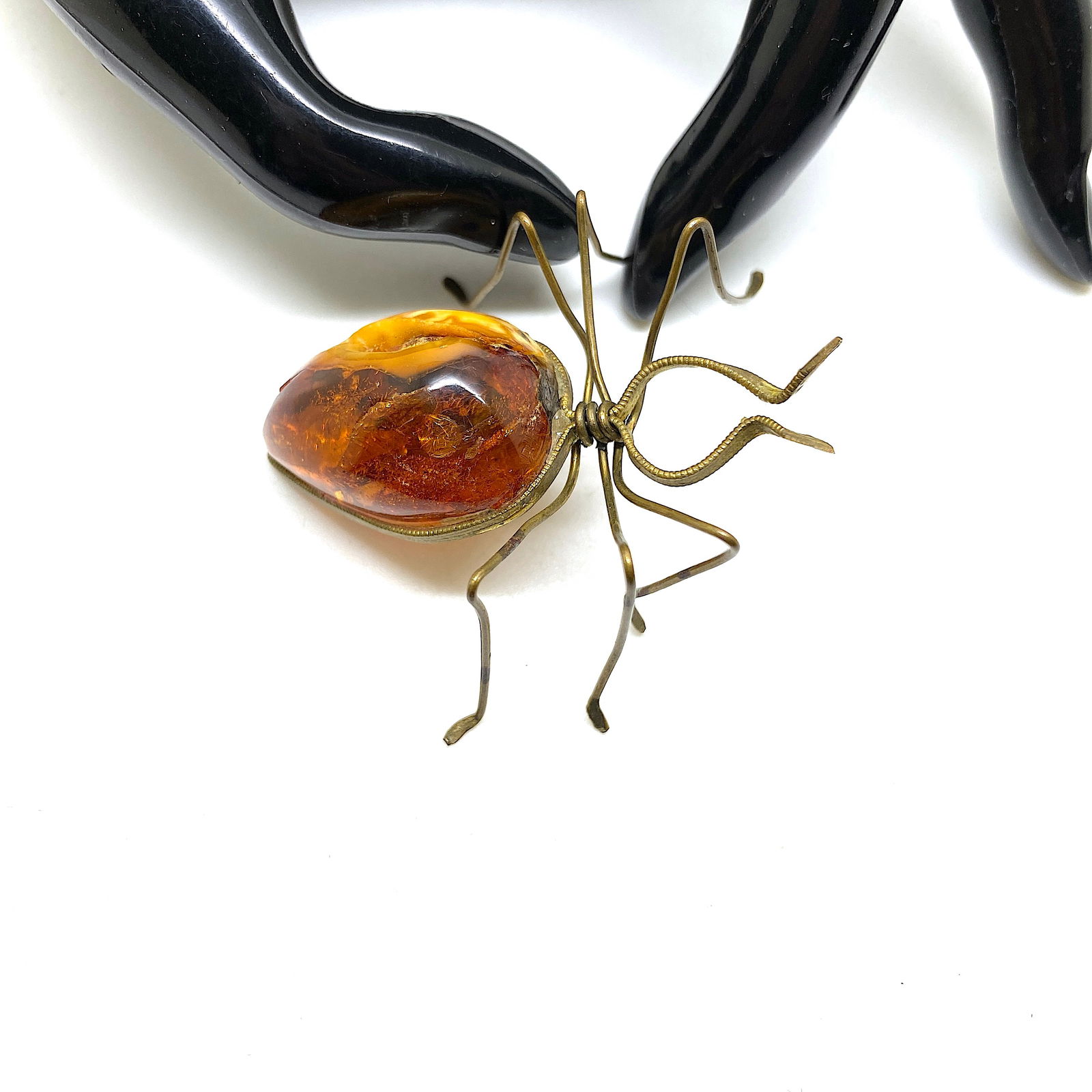 Antique Amber Spider Brooch - 2