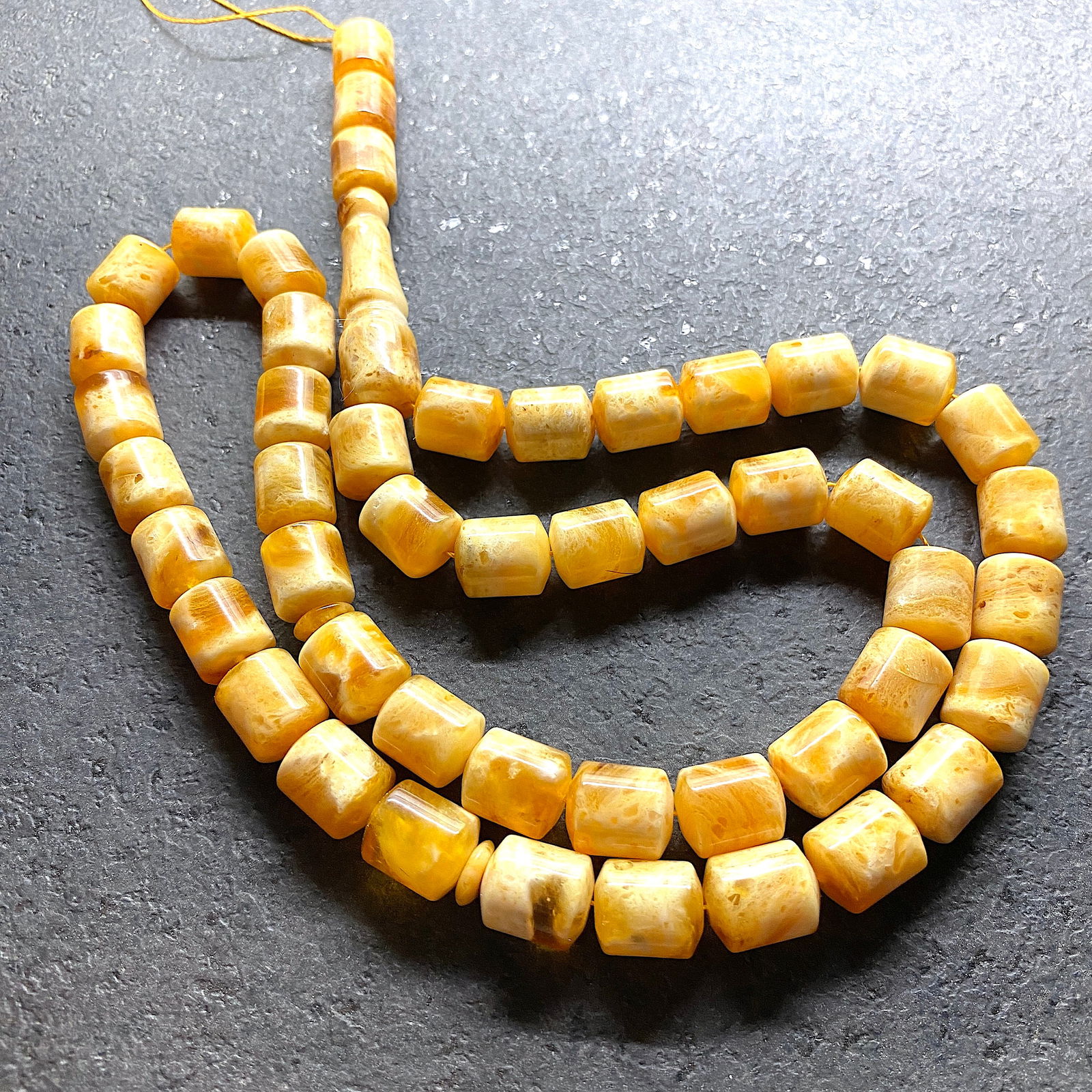 Remarkable Unique Antique Amber Tesbih made from Barrel shaped Amber beads - 4