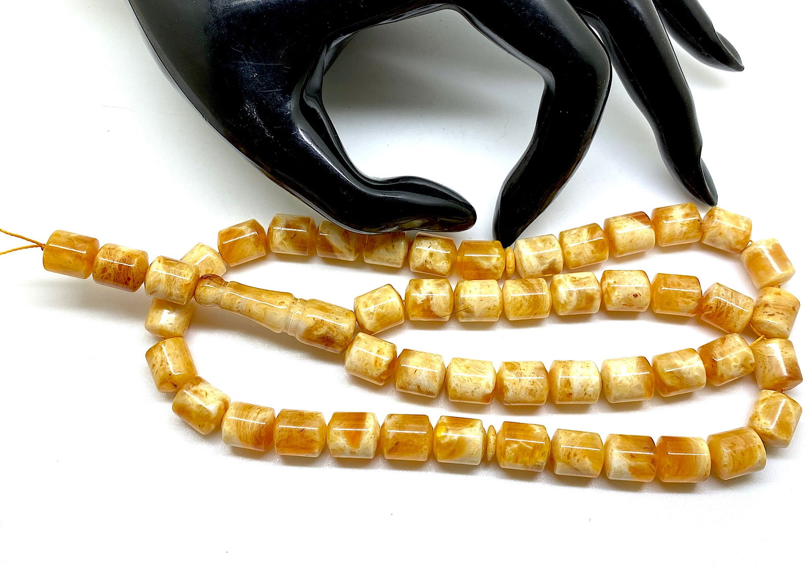 Remarkable Unique Antique Amber Tesbih made from Barrel shaped Amber beads - 5