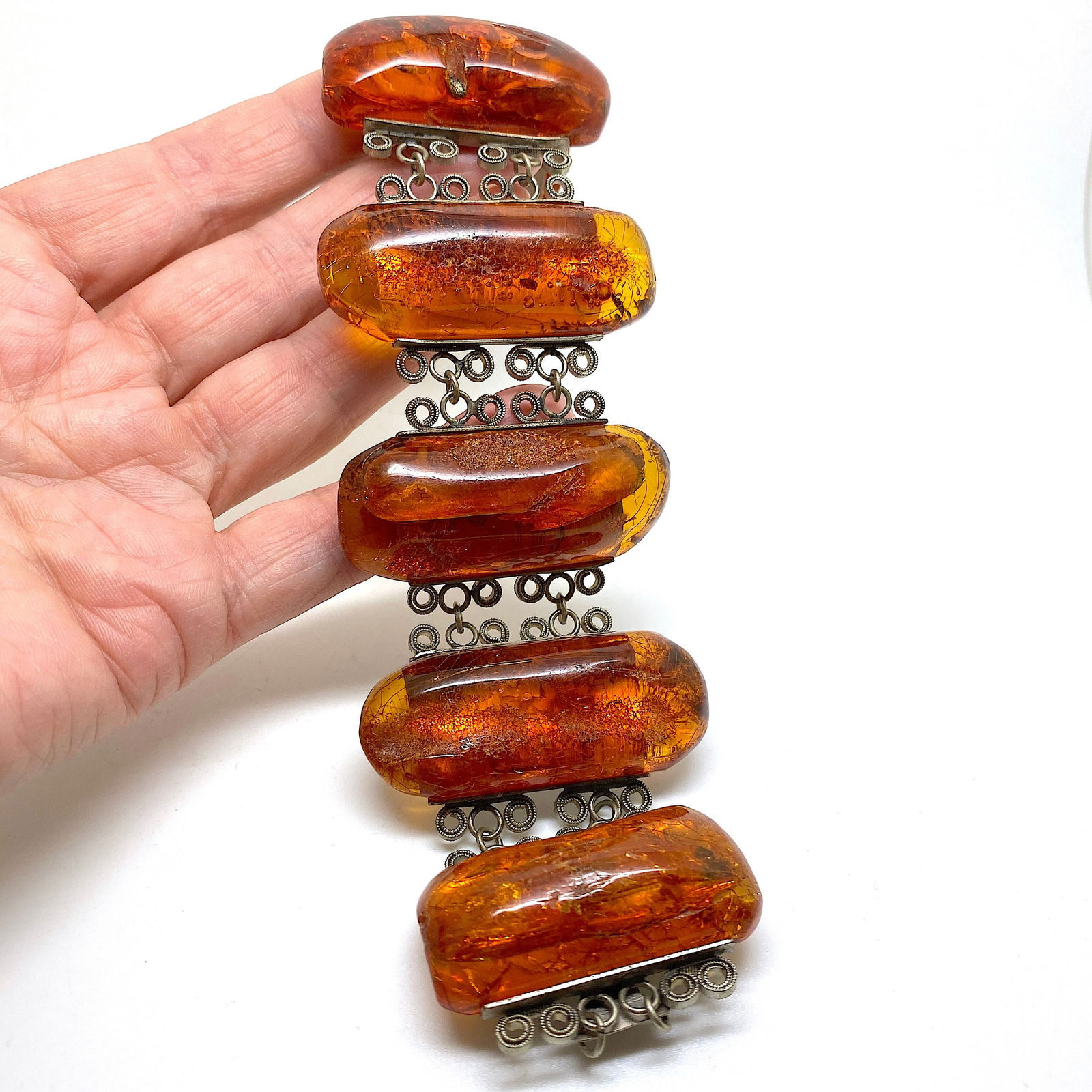 Alluring Amber Bracelet made from Rectangle shaped Amber beads - 5