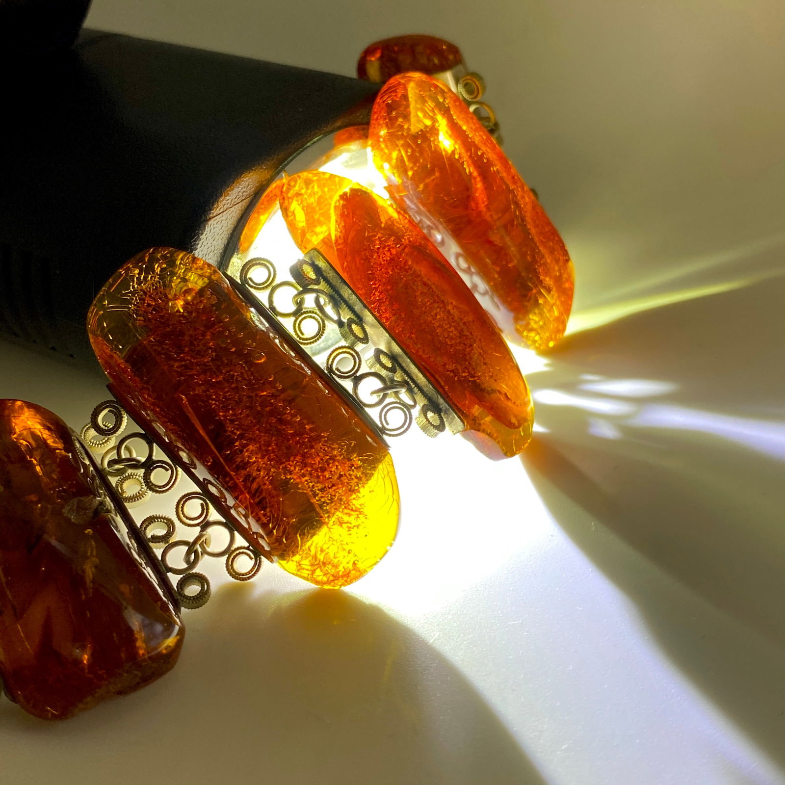 Alluring Amber Bracelet made from Rectangle shaped Amber beads - 8