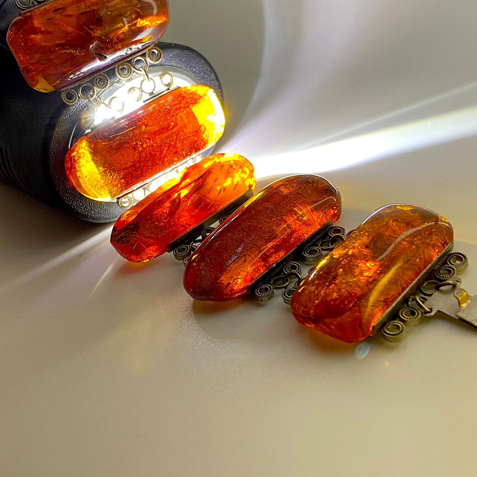 Alluring Amber Bracelet made from Rectangle shaped Amber beads - 9