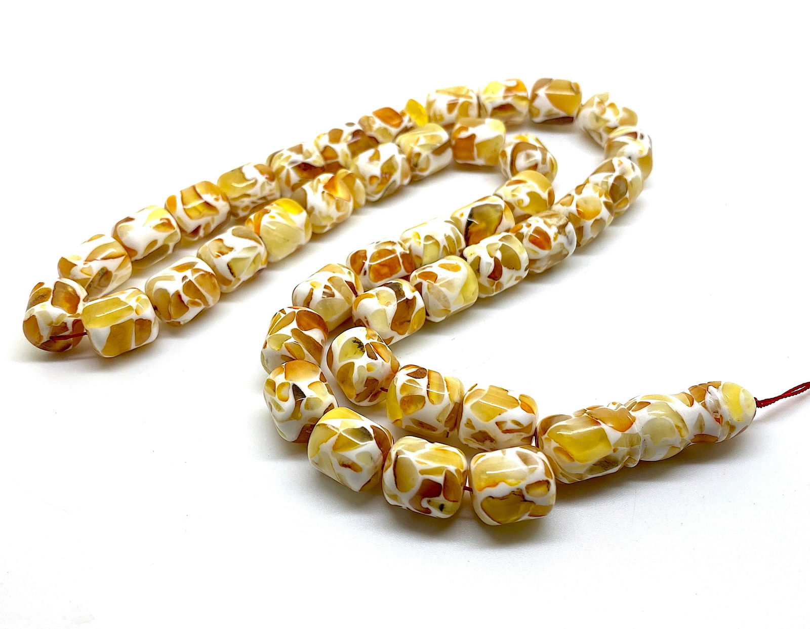 Unique and Phenomenal Amber Tesbih made from Barrel shaped Amber beads - 5