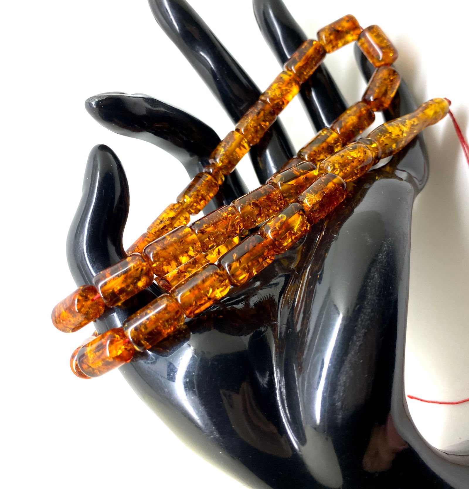 Staggering Unique Antique Amber Tesbih made from Barrel shaped Amber beads - 8