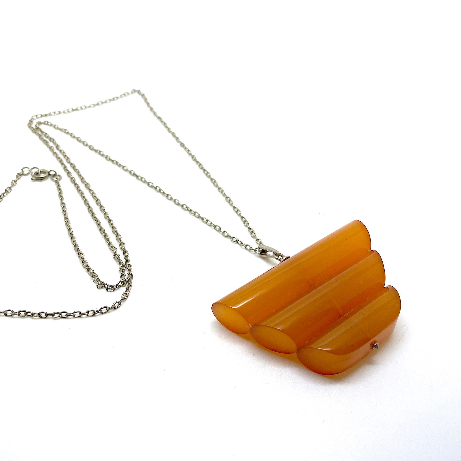 Antique Amber Pendant with chain, shaped like an Ornament - 7