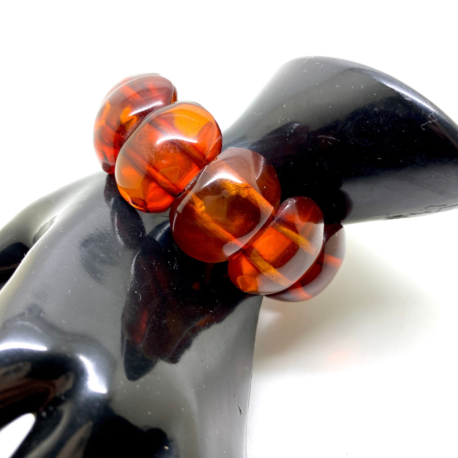 Remarkable Unique Vintage Amber Bracelet made from Plate like Amber beads - 6