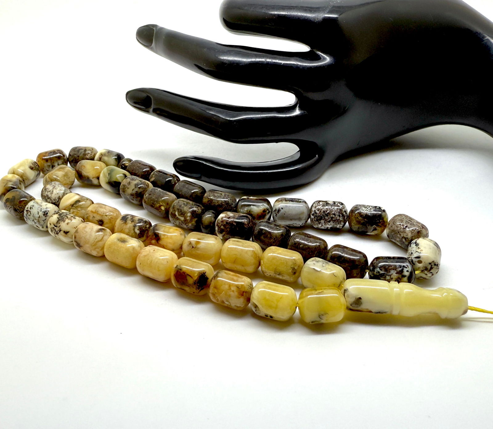 Amazing Vintage Amber Tesbih made from Barrel shaped Amber beads - 4