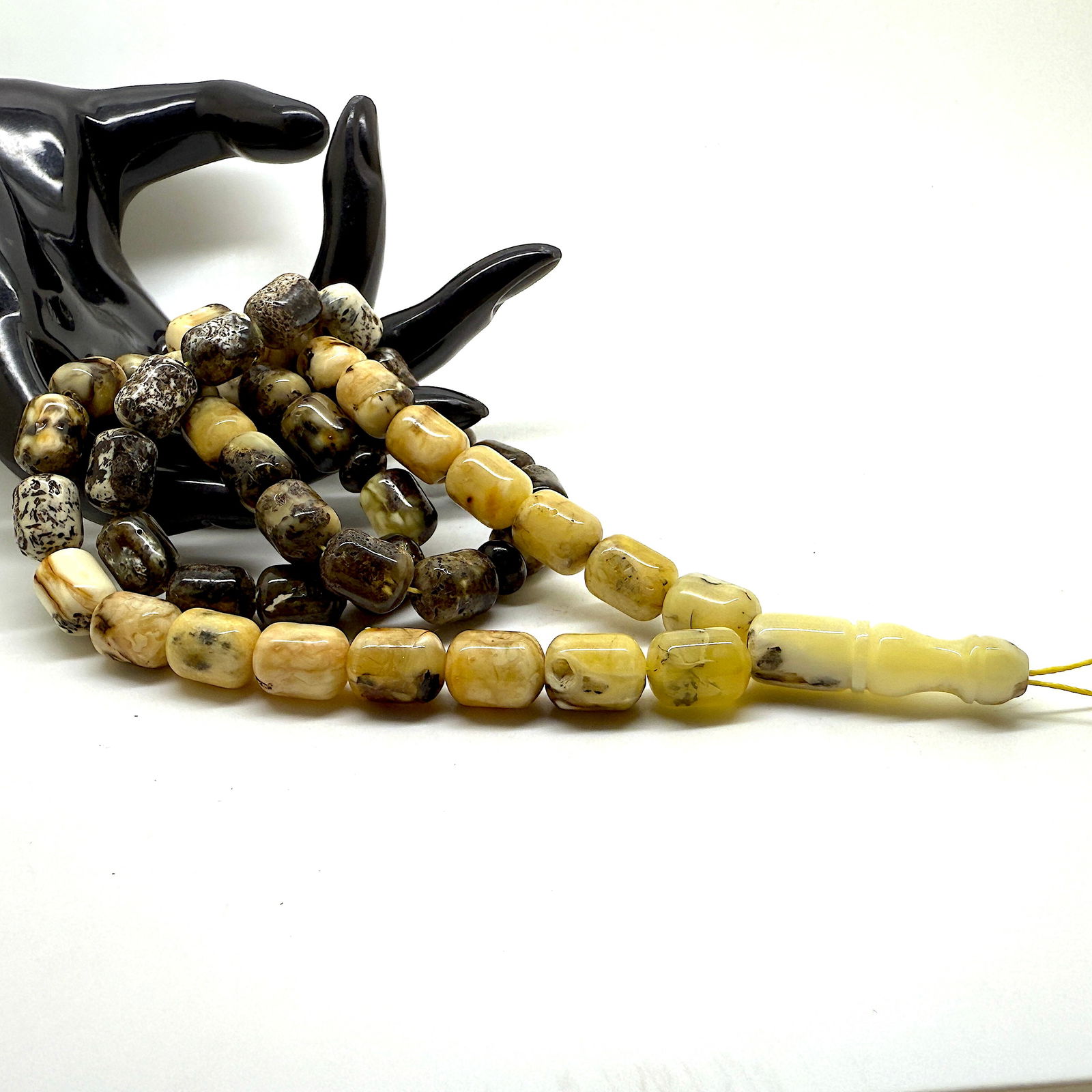 Amazing Vintage Amber Tesbih made from Barrel shaped Amber beads - 5