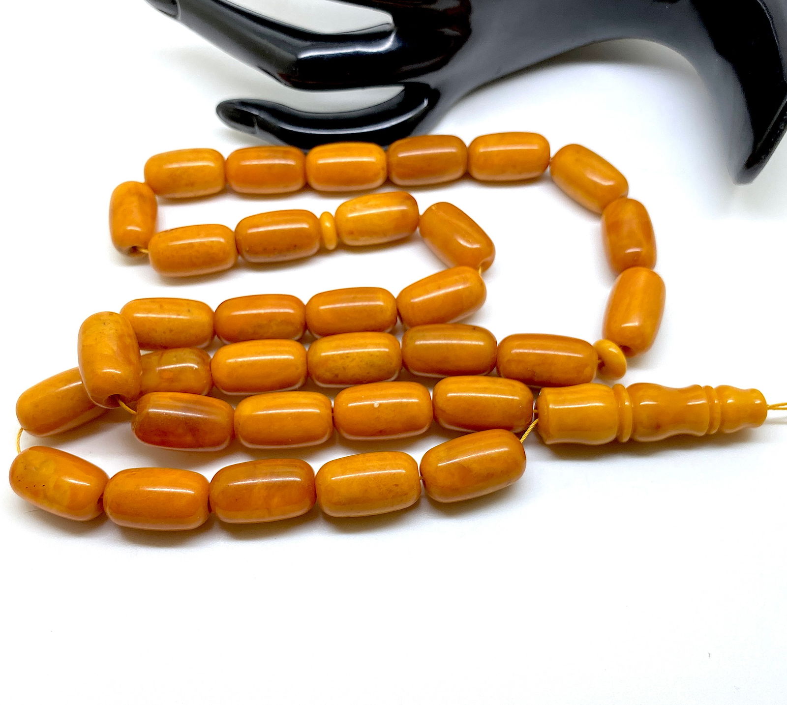 Phenomenal Amber Tesbih made from Barrel shaped Amber beads - 4