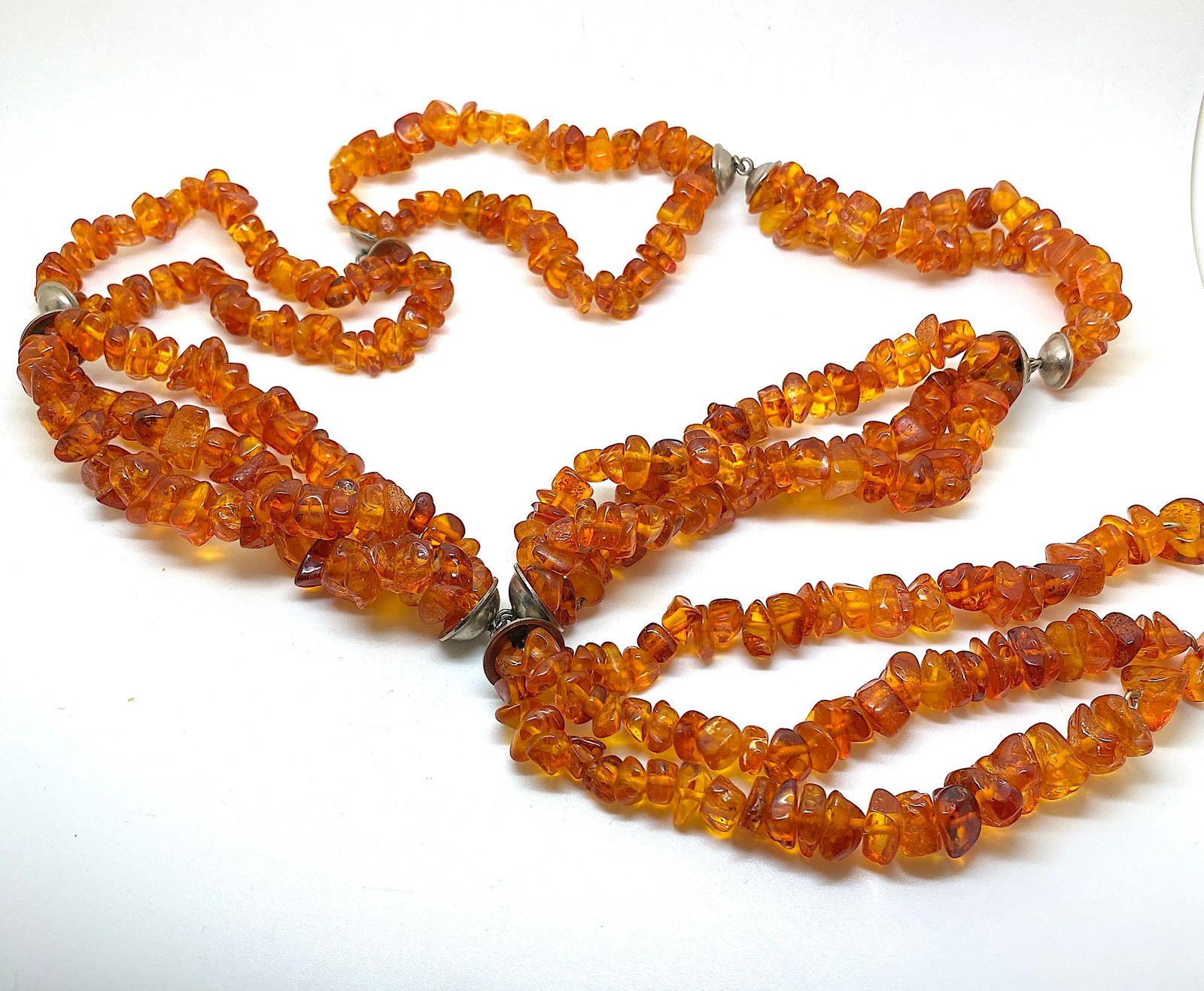 Fascinating Unique Vintage Amber Necklace made from Natural shaped Amber beads - 2