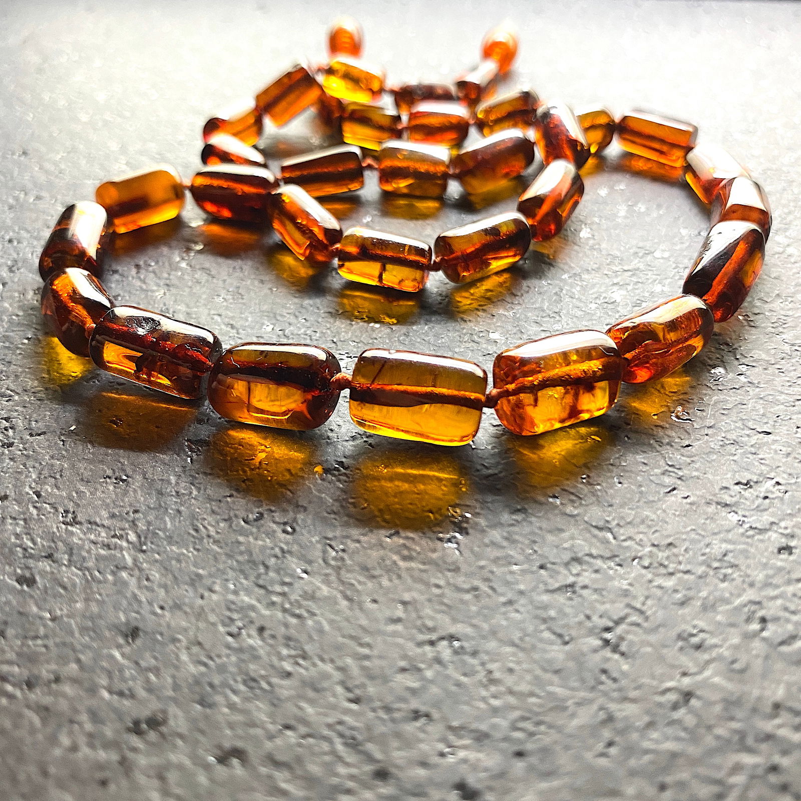 Unique and Marvellous Amber Necklace made from Barrel shaped Amber beads (1 of 9)