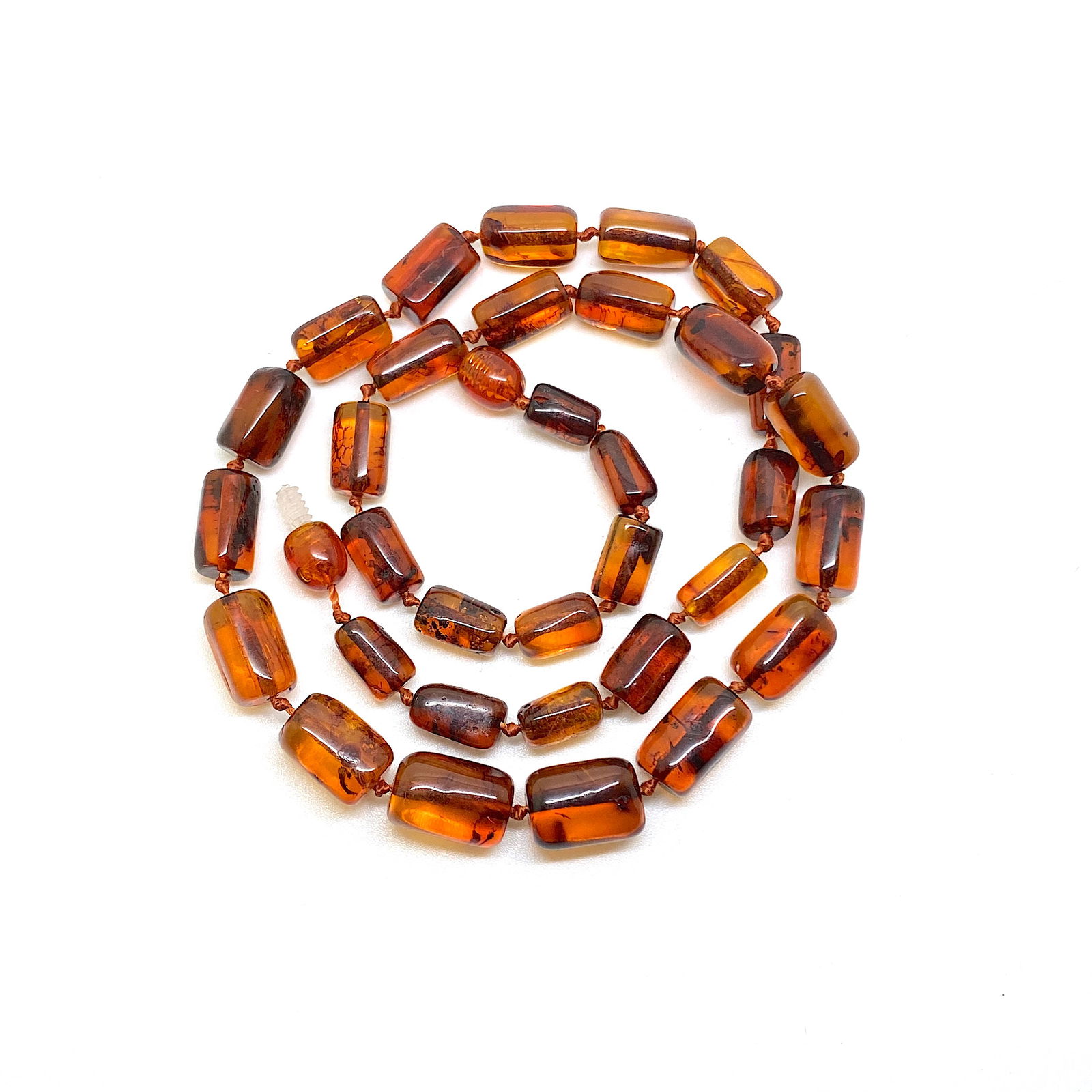 Unique and Marvellous Amber Necklace made from Barrel shaped Amber beads - 6