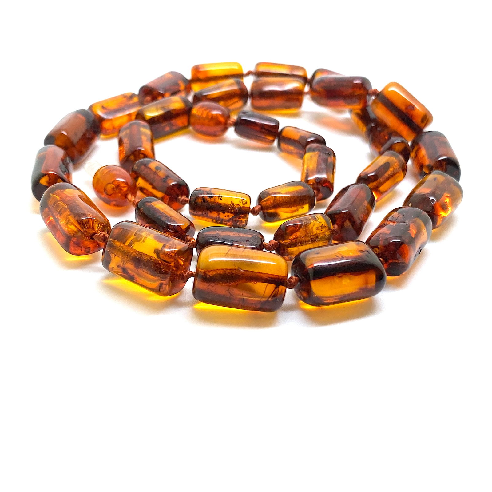 Unique and Marvellous Amber Necklace made from Barrel shaped Amber beads - 7