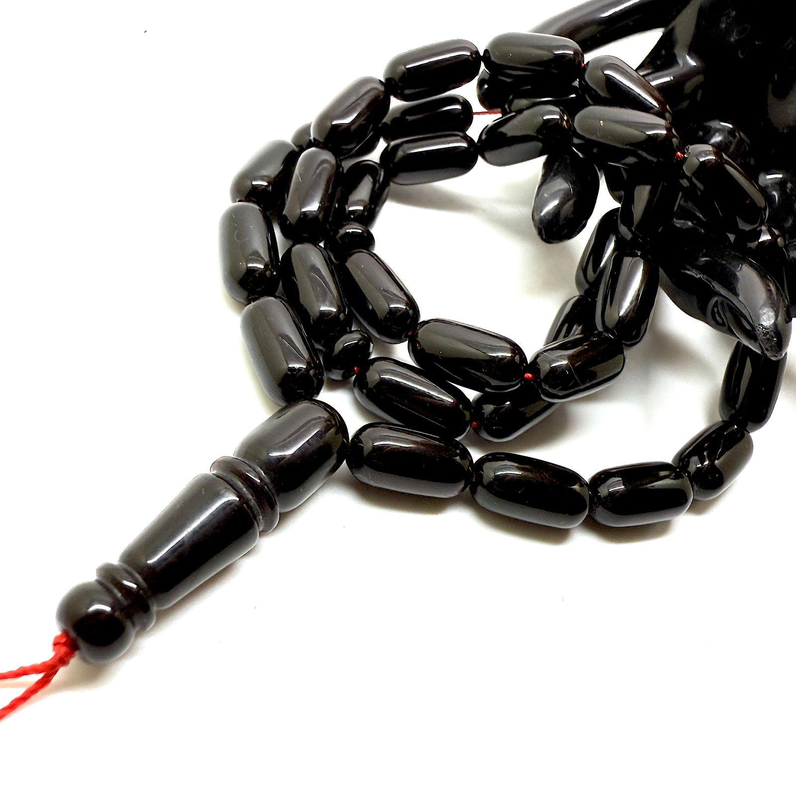 Alluring Vintage Amber Tesbih made from Capsule shaped Amber beads - 13