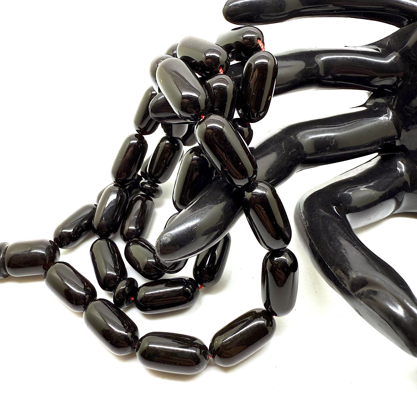 Alluring Vintage Amber Tesbih made from Capsule shaped Amber beads - 14