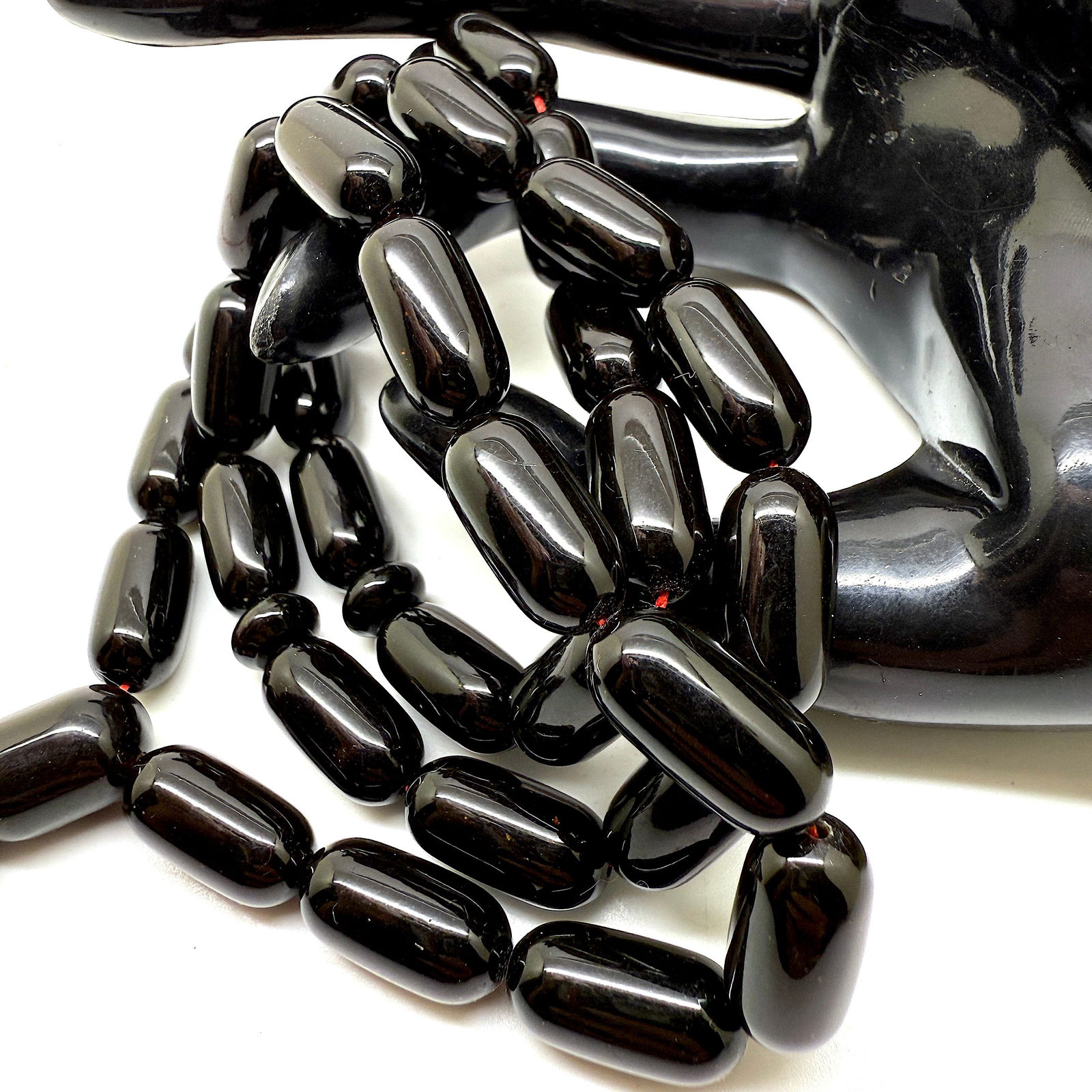 Alluring Vintage Amber Tesbih made from Capsule shaped Amber beads - 17