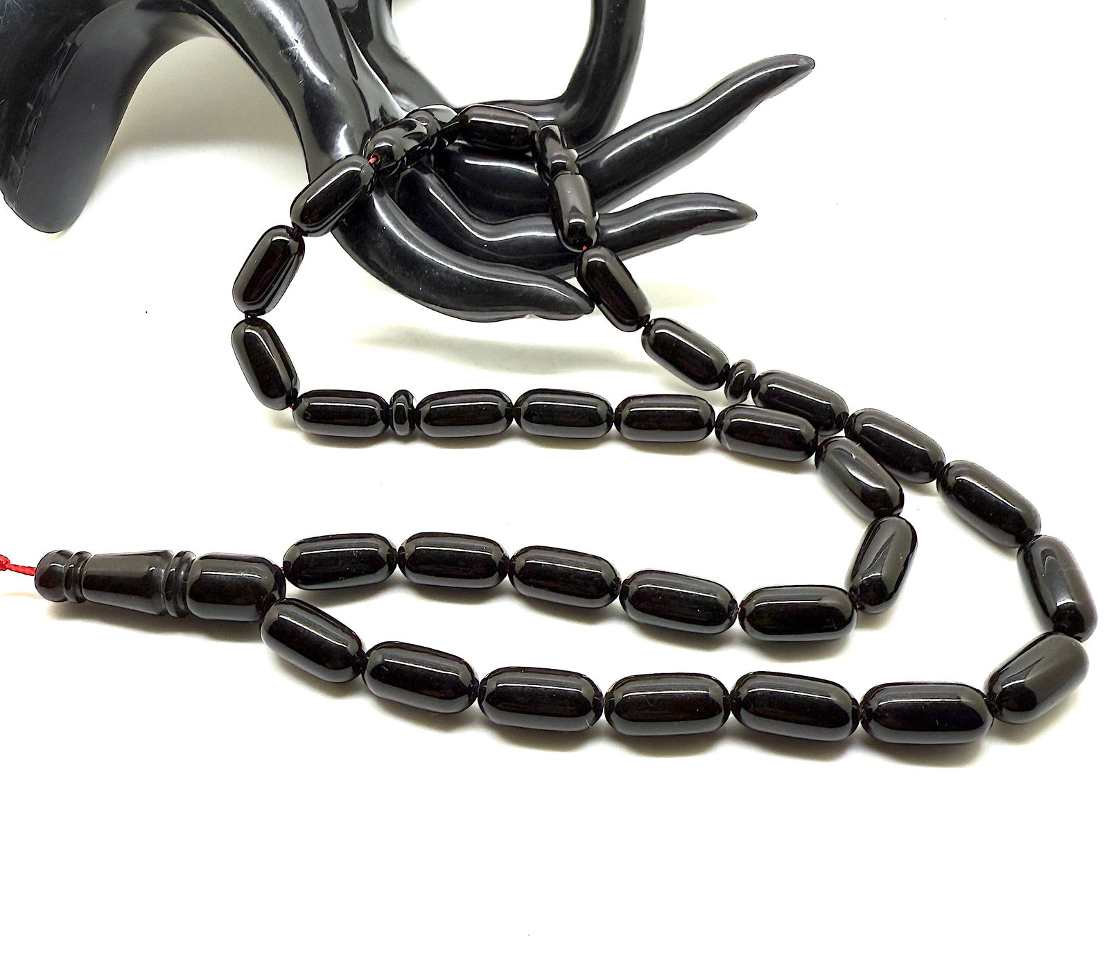 Alluring Vintage Amber Tesbih made from Capsule shaped Amber beads - 3