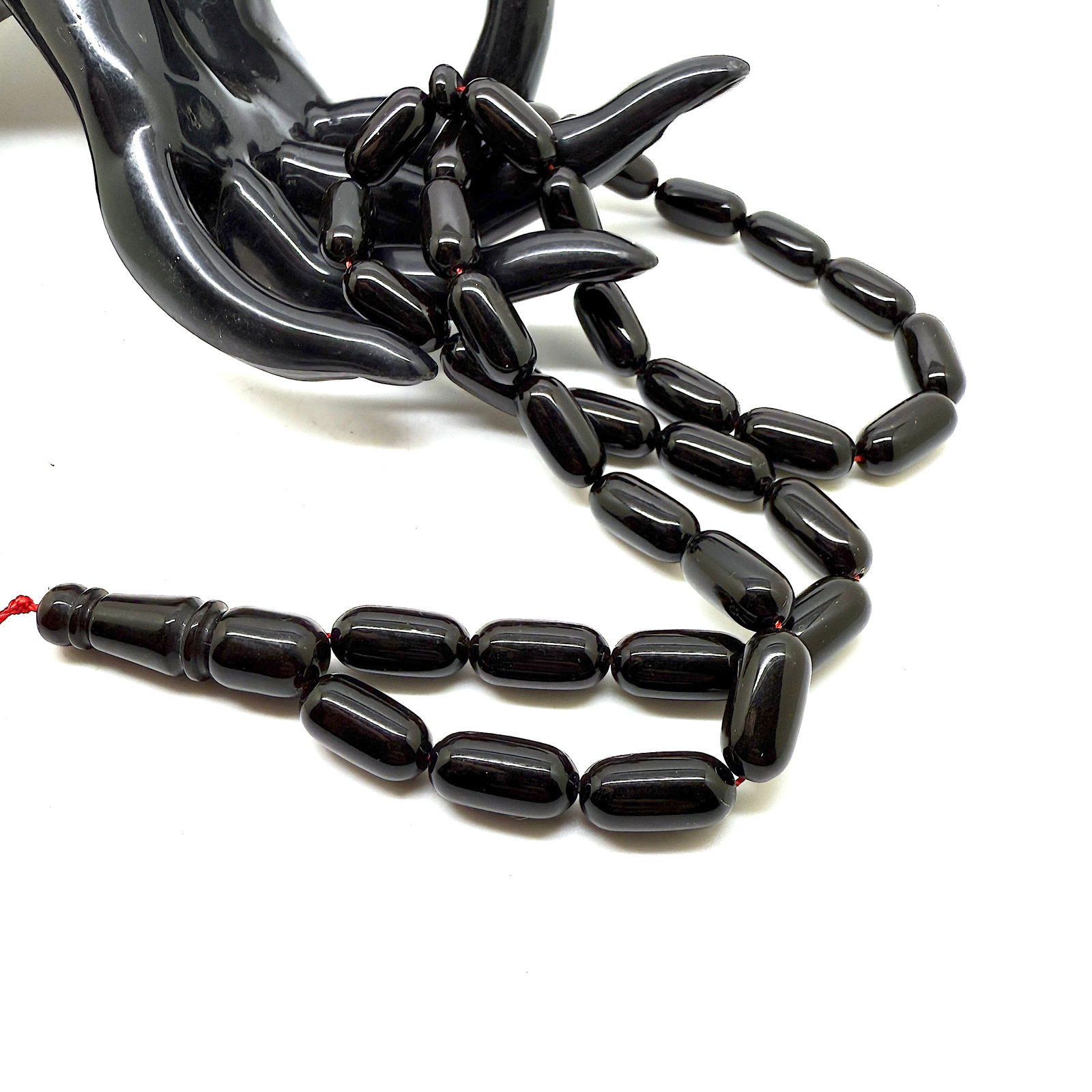 Alluring Vintage Amber Tesbih made from Capsule shaped Amber beads - 4