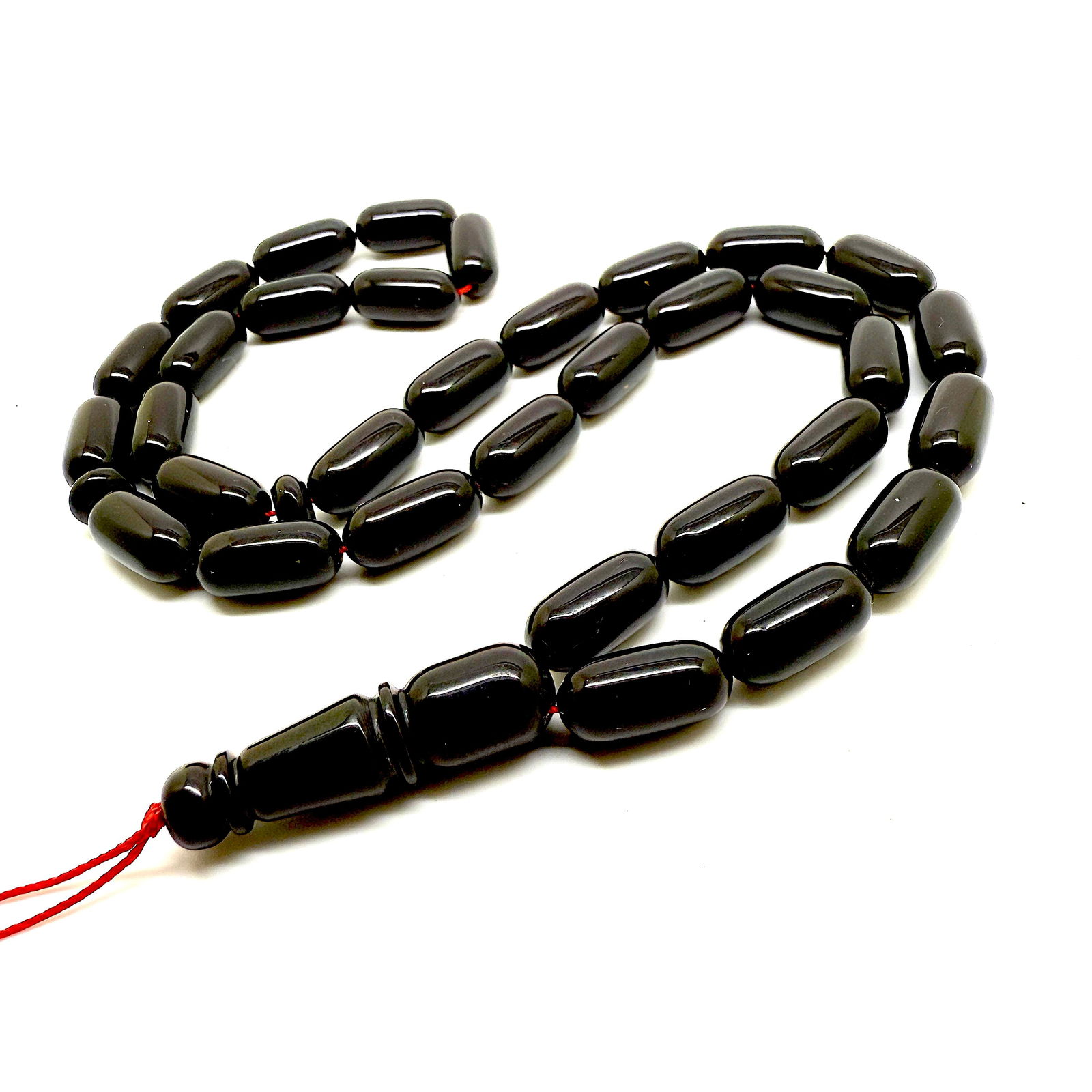 Alluring Vintage Amber Tesbih made from Capsule shaped Amber beads - 9