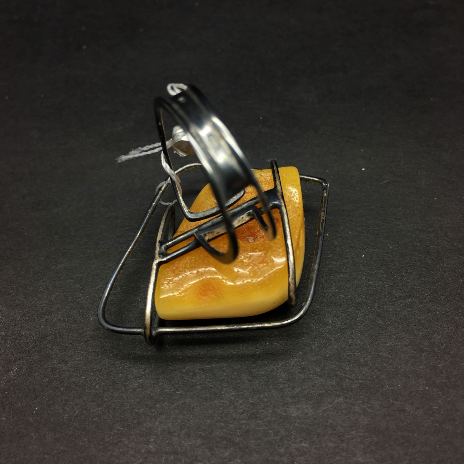 Baltic amber set pendant&ring white color rare stones 11,7g - 5