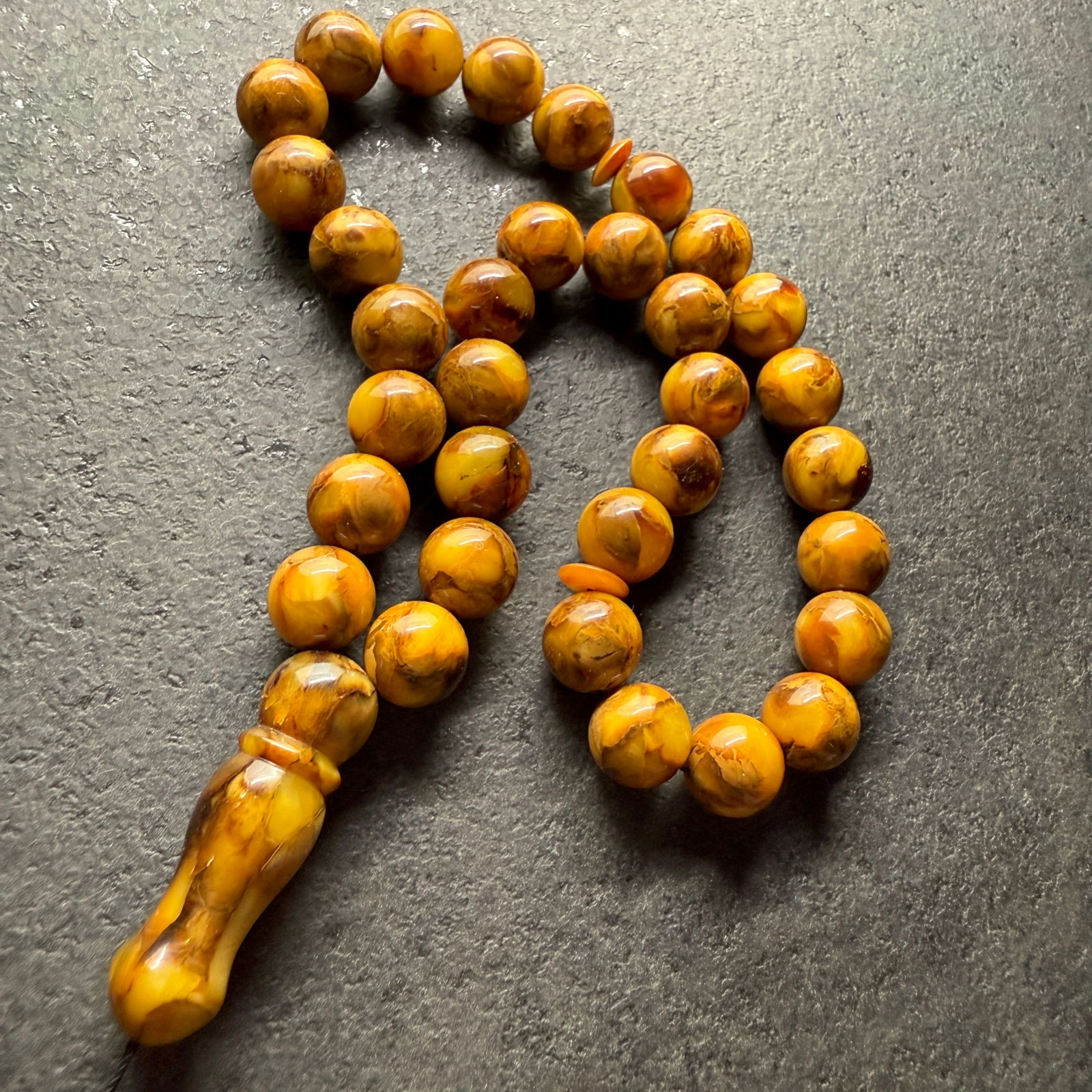 Unique and Staggering Amber Tesbih made from Round Amber beads - 7