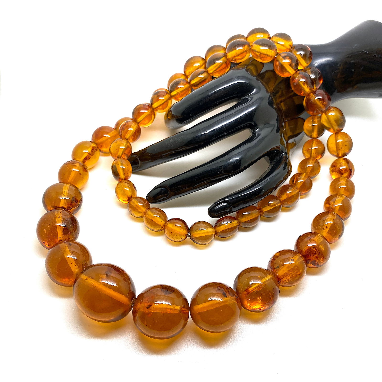 Antique Amber Necklace made from Round Amber beads - 3