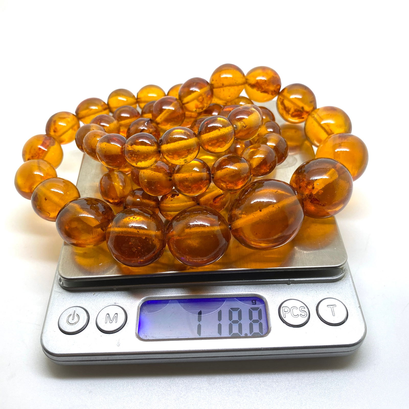 Antique Amber Necklace made from Round Amber beads - 6