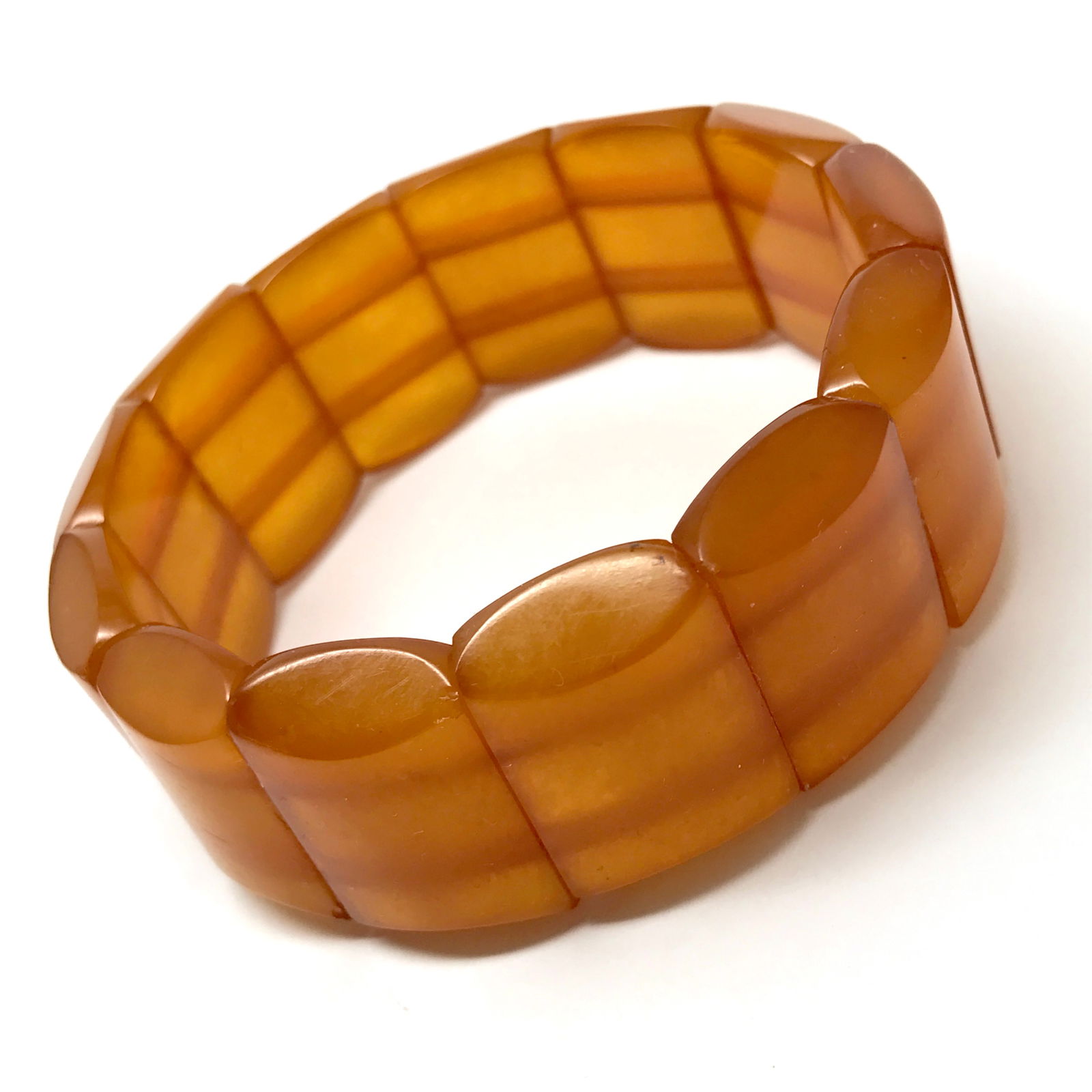 Exquisite Vintage Amber Bracelet made from Plate like Amber beads - 3