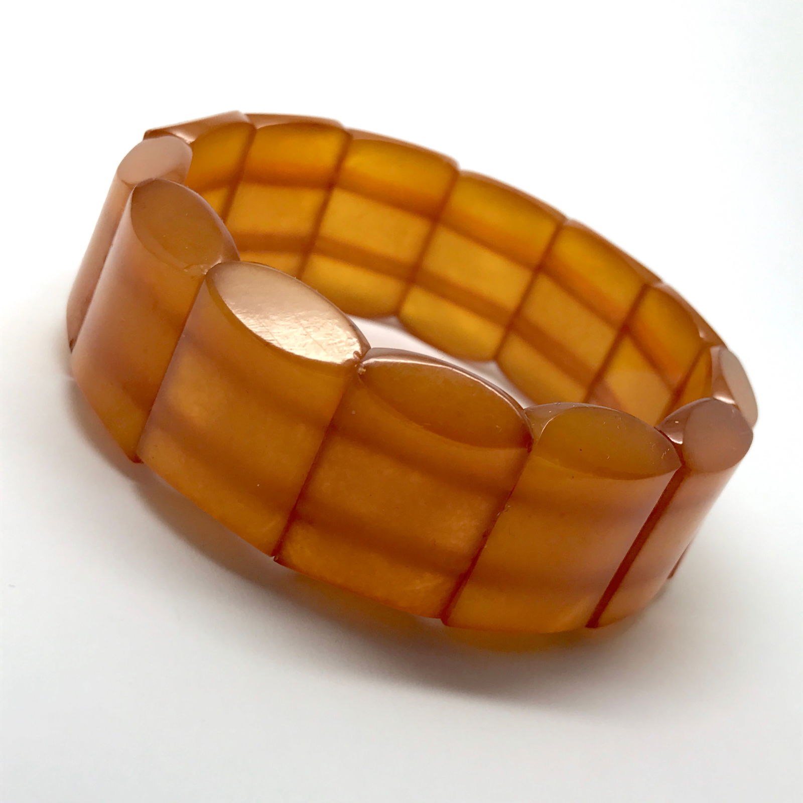 Exquisite Vintage Amber Bracelet made from Plate like Amber beads - 4