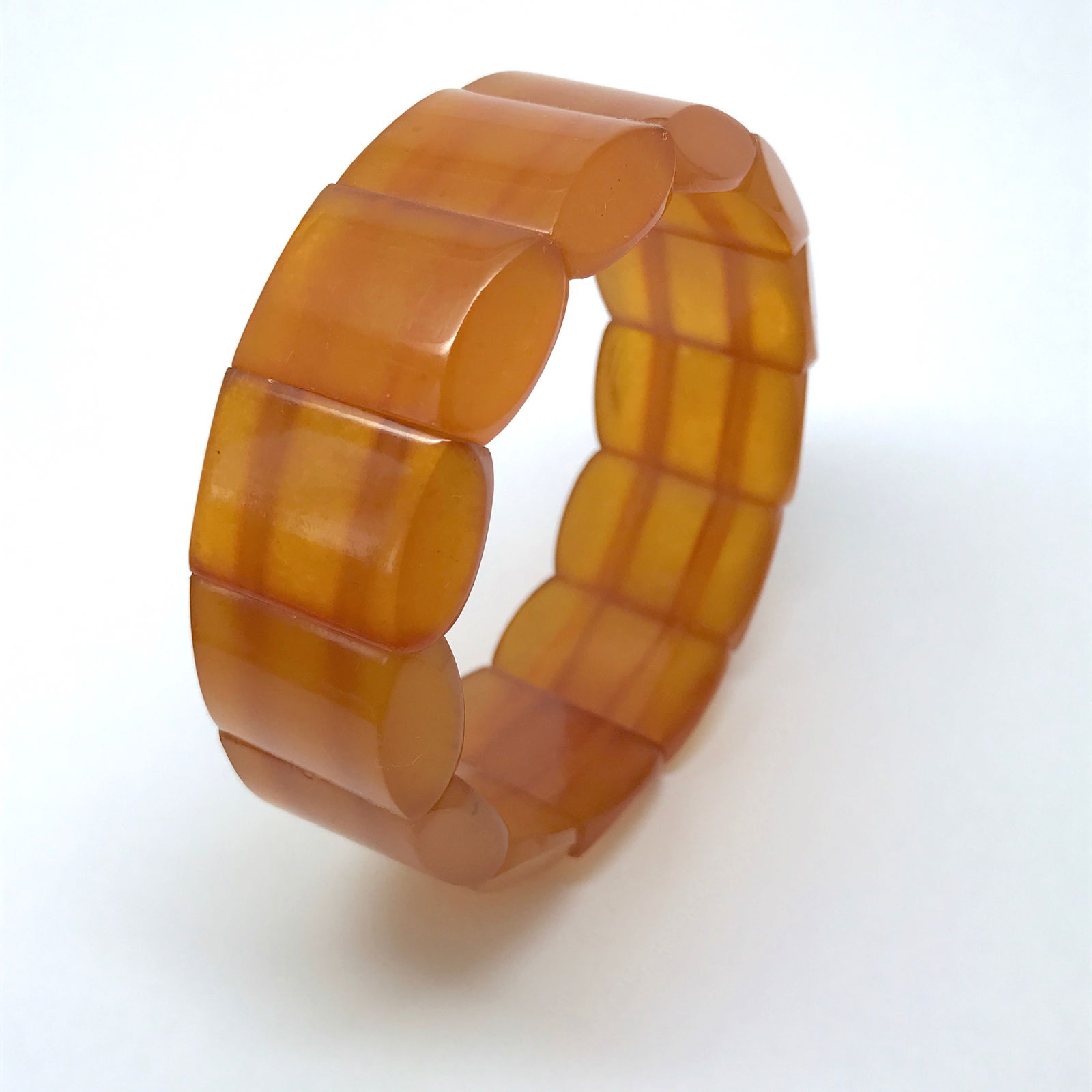Exquisite Vintage Amber Bracelet made from Plate like Amber beads - 7