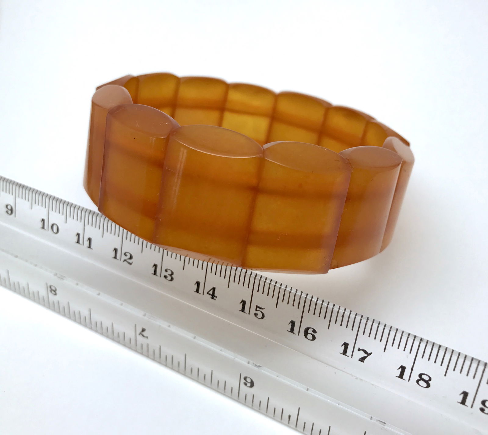 Exquisite Vintage Amber Bracelet made from Plate like Amber beads - 8