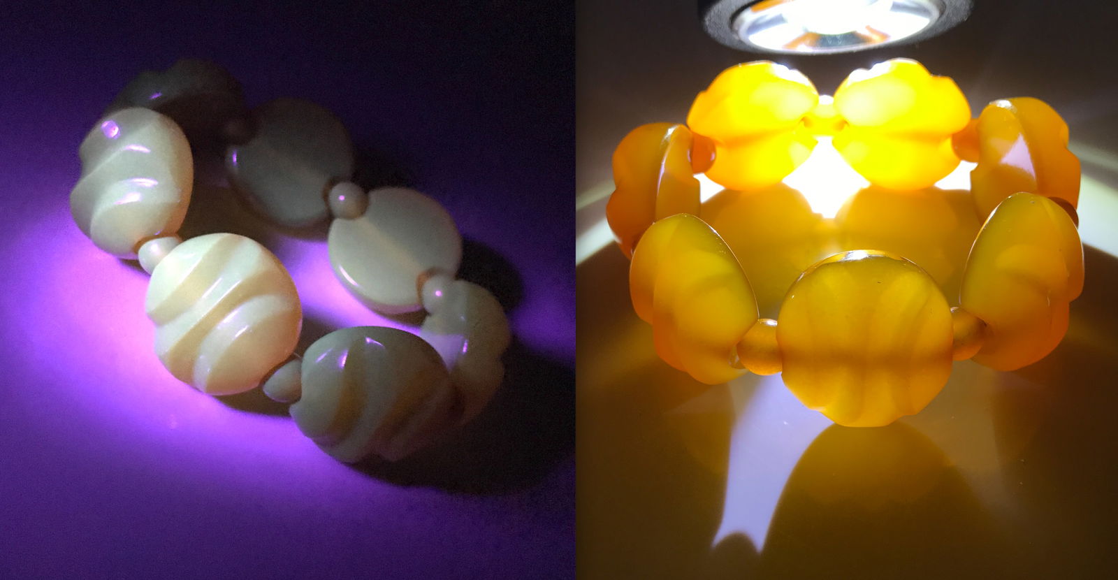 Incredible Unique Vintage Amber Bracelet made from Hand Carved Amber beads - 10