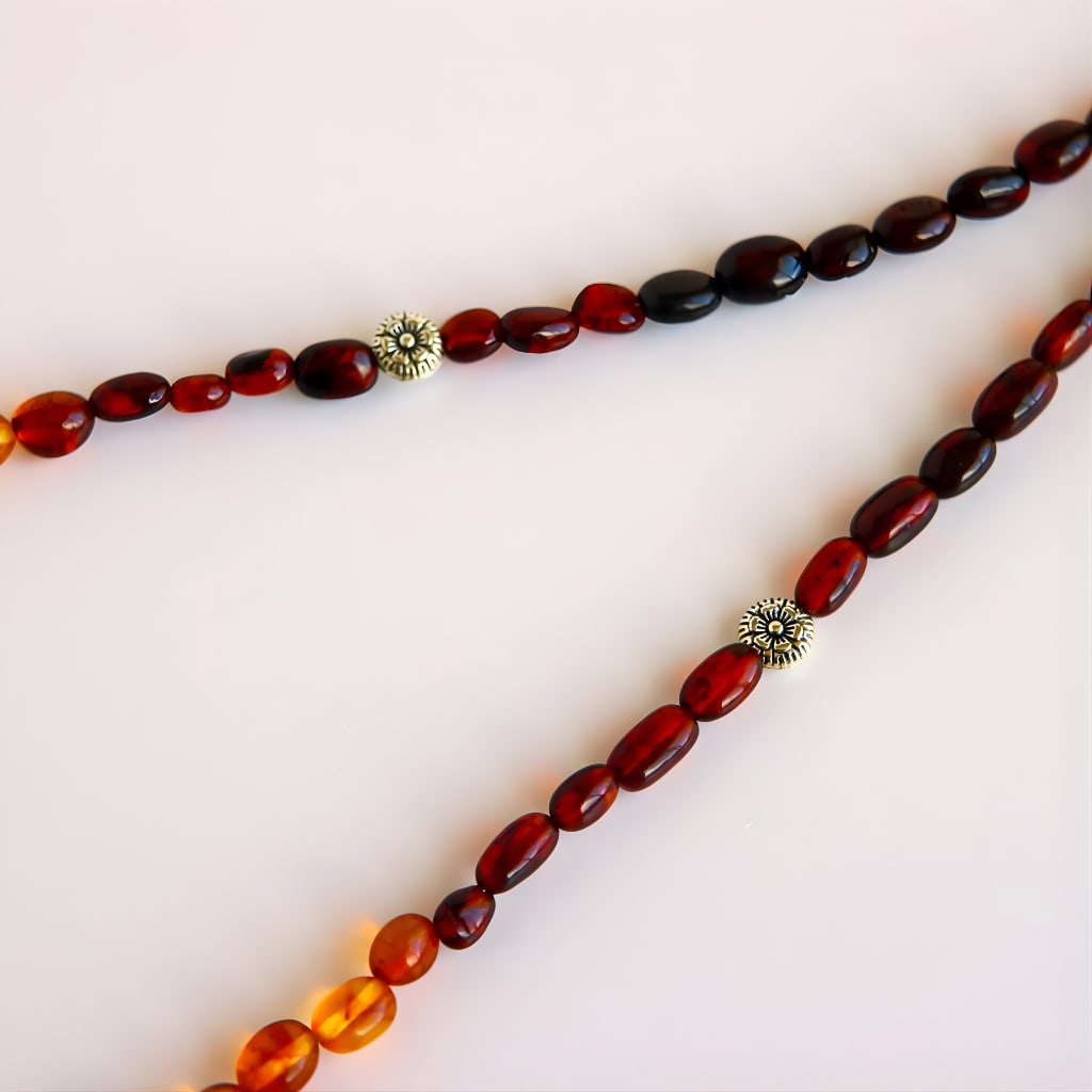Day Of The Dead Baltic Amber Beaded Necklace - 7