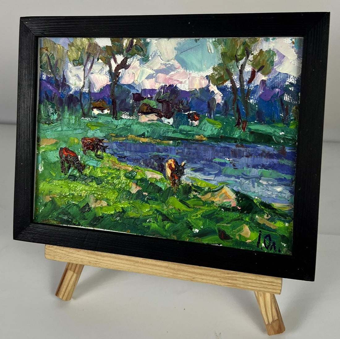 Oil painting Green meadows and a lake Oleksiy Ivanyuk - 3