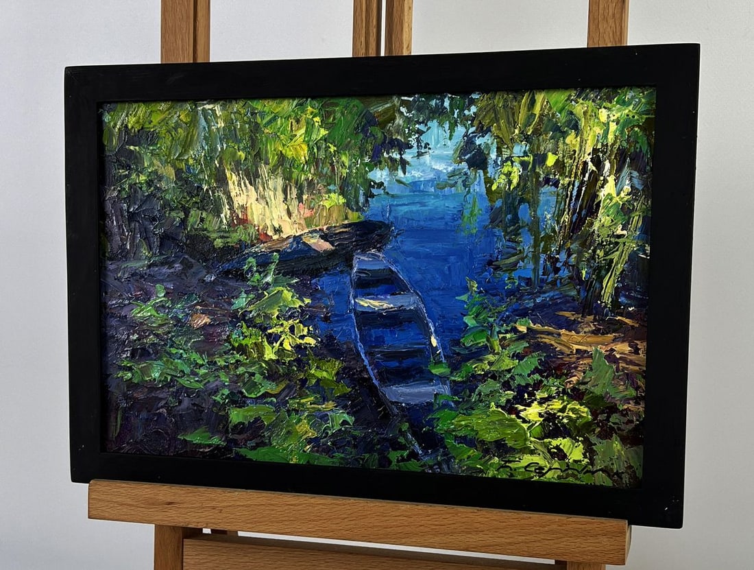 Oil painting Boats on a summer lake Boris Serdyuk - 3