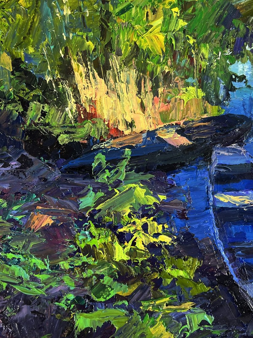 Oil painting Boats on a summer lake Boris Serdyuk - 4