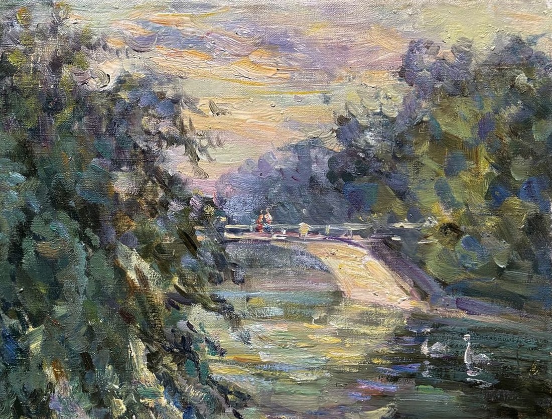 Oil painting Pond in the City Park Ivan Kovalenko - 3