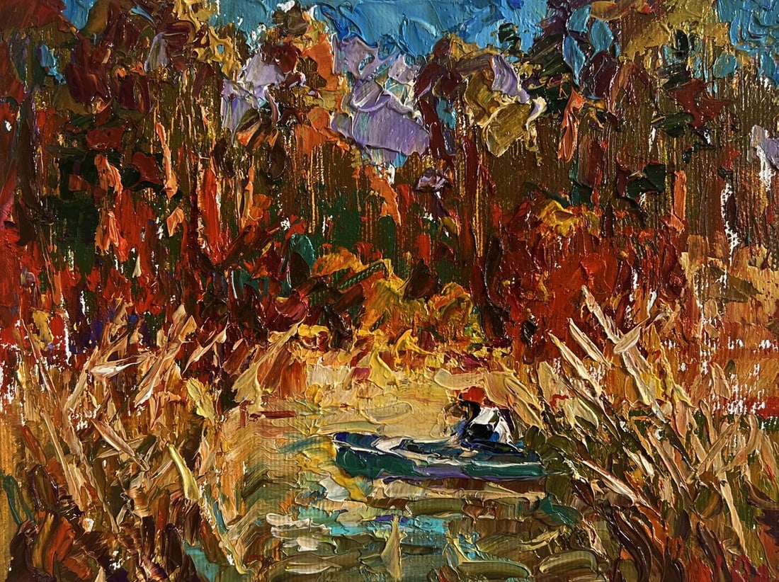 Oil painting There is a lake on the outskirts Alex Kalenyuk: Title: Oil painting There is a lake on the outskirts Alex Kalenyuk Description: №AAA4690 The oil painting on canvas titled "There is a Lake on the Outskirts" captures the essence of a secluded a