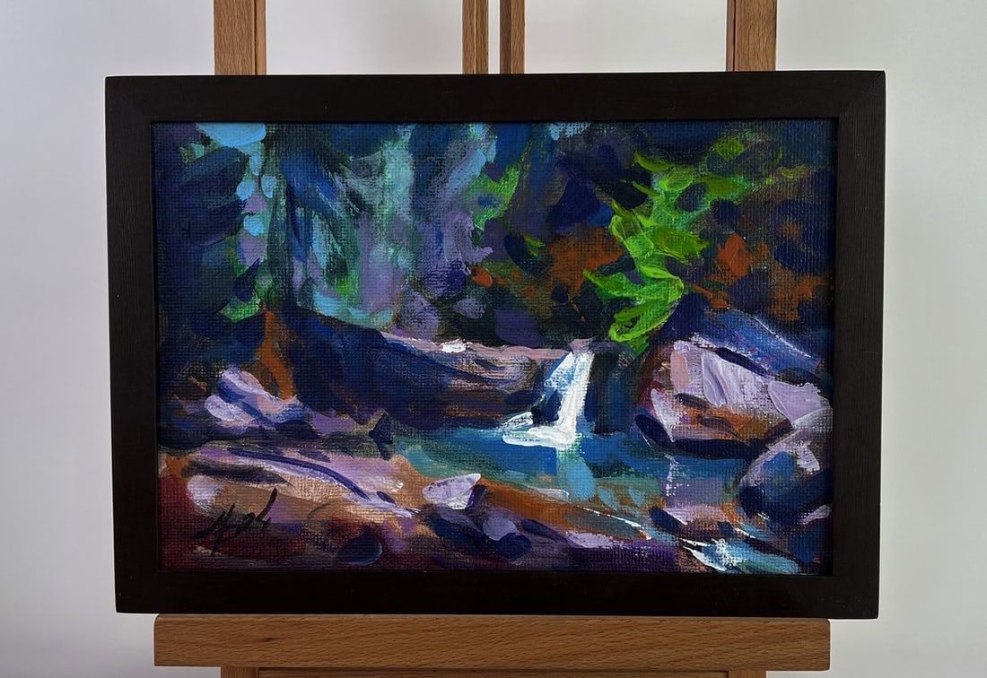 Acrylic painting Forest stream in the lake Mykhailo Patskan - 2