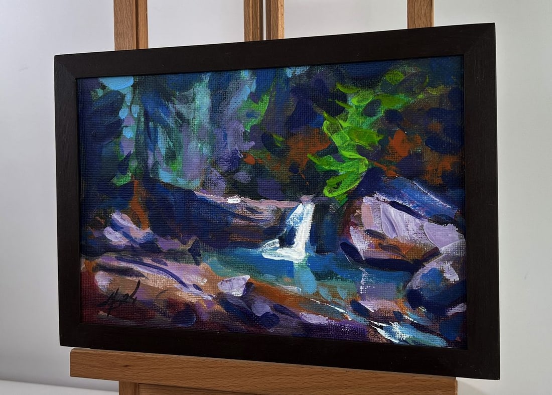 Acrylic painting Forest stream in the lake Mykhailo Patskan - 3