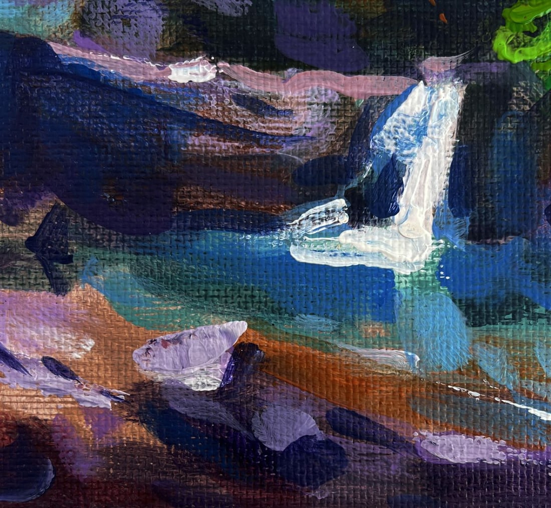 Acrylic painting Forest stream in the lake Mykhailo Patskan - 8